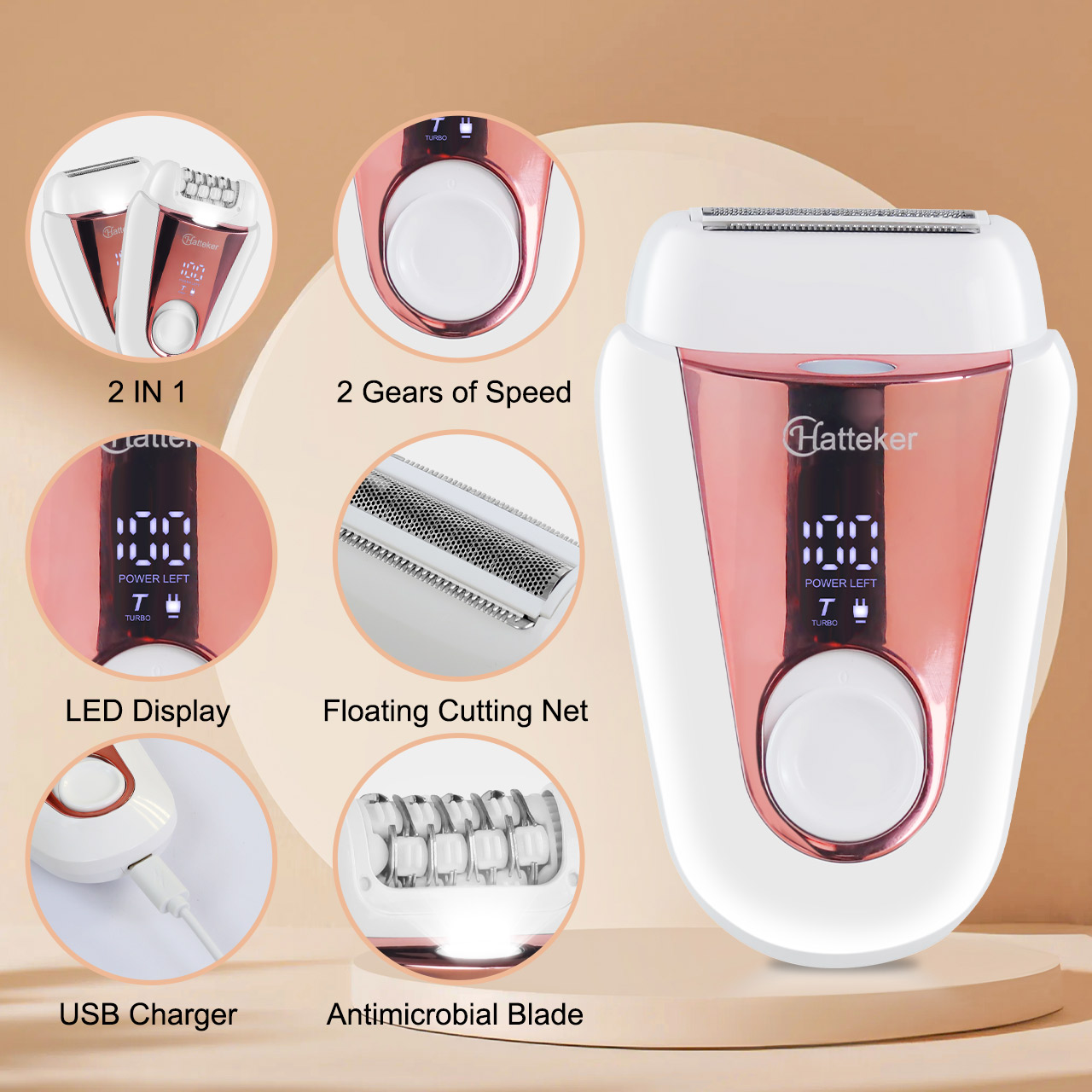 Hatteker 2-in-1 Rechargeable E - đánh giá và giá Epilator Wireless
